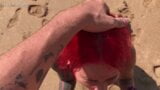 Skinny Redhead Alt Girl Almost Get Caught Giving Head On A Beach - Nora Redmain snapshot 7