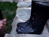 boot boy - cum on ladies rubber boots lick sperm snapshot 8