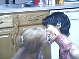 Older and younger lesbians rub food all over each other on the floor snapshot 7