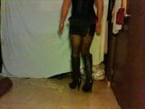 satin miniskirt and high heels boots snapshot 8