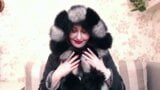 Fur fetish, mommy in fur coat, fur gloves and fur hat snapshot 9