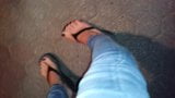 glossy black toe nail polish and platform flip flops snapshot 11