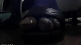 Giving a Footjob after teasing you with long toenails claws, soles, fishnets and sandals snapshot 7