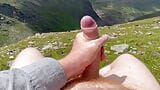 Wanking my big ginger cock on a green medow in the mountains snapshot 8