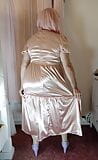 Uk sissy crossdresser in full length vintage satin snapshot 1