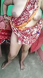 Bhabi desi curvy dalam saree merah menunjukkan pepek berairnya snapshot 3