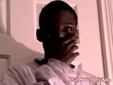 Young black amateur strokes his lubed up BBC and cums snapshot 1