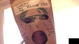 Busty Young Girl Gives Blowjob with a Paper Bag on Her Head snapshot 3