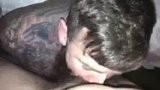 Tatted up Daddy showing off his awesome throat skills snapshot 4