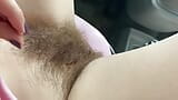 Smoking in my car and showing my hairy pussy in skirt snapshot 12