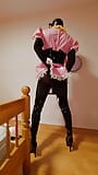 Sissy Pokojówka w Spiked Chastity Cage cuffed do Bed Post snapshot 3