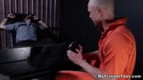 Restrained prison guard feet tormented by deviant gay inmate snapshot 4
