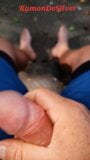 Master Ramon relaxes on the park bench and massages his hot feet and his divine cock, great snapshot 8