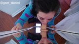 Amateur Brünette Schätzchen schlampig Spiegel Dildo Blowjob snapshot 16