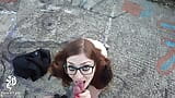 Outdoor huge cumshot in the face, full on the glasses! snapshot 4