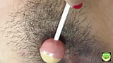 Asian Brunette in High Heels Sucks on a Lollipop and on a Throbbing Hard Shaft snapshot 4