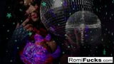 Romi plays with a disco ball before stuffing toying her snapshot 2