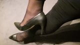 Putting on some black Buffalo leather heels snapshot 10