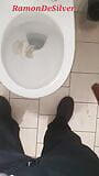 Master Ramon pisses, spits and jerks hot milk in public toilet, lick slave! snapshot 1