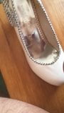 Cumming a cute pair of white patent heels snapshot 6