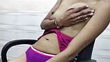 Hot Girl Sexy Big Boobs Massage And Looking Very Romantic in this video in pink bra panty snapshot 7