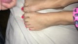 Cumming on my wife's sexy feet and pink toenails snapshot 5