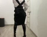 Leather dress, overknee high heels stiletto boots sissy snapshot 4