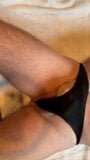 Jerking in Friend Black Thong snapshot 2