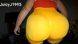 Squeezing my big ass booty in these yellow shorts snapshot 10