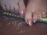 Candle scratching with long toenails snapshot 6