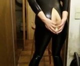 Latex wetlook catsuit cam slave anal 1 snapshot 6