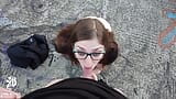 Outdoor huge cumshot in the face, full on the glasses! snapshot 5