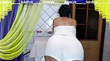 Cold. Hot housewife Lukerya with cheerful flirting warms herself in front of the webcam while sitting on the washing mac snapshot 7