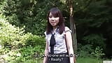 Skinny Japanese teen takes a stark naked walk outside snapshot 1