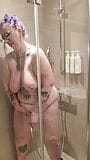 Tall BBW MILF cums in shower using shower snapshot 3