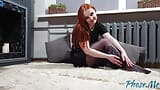 Redhead Lisa In Black Pantyhose Getting Off snapshot 2