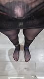 Crossdresser sissy slut in lingerie pissing feet snapshot 1