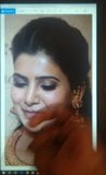 Tamil actress Samantha cum tribute on face. snapshot 1