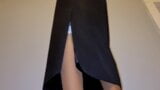 Long office skirt with a silky lining and satin half slip snapshot 19