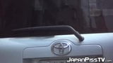 Lindas japonesas muestran coños peludos durante la orina en público snapshot 6
