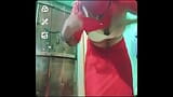 Indian Gay Crossdresser Gauri Sissy XXX Video Call in Red Saree Showing His Boobs and Bra Strap snapshot 4