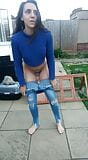 GARDEN PEE Peeing Into My Tight Skinny Jeans In the Garden snapshot 1