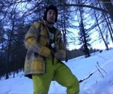 Snowboarder cums in snow and licks fingers snapshot 1