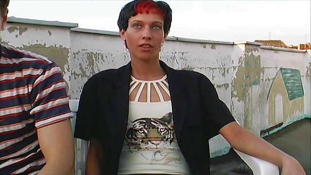 Passionate German Secretary in Dazzling Red Gets Outside Gangbang.