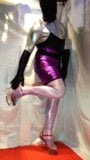 SISSY SLUT IN SILVER AND PURPLE SHOW FUCKING HER TOYS snapshot 2