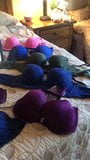 Jerking off with the other half of wifes bras and panties snapshot 1