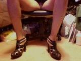 Crazy black strap heel and upskirts snapshot 7