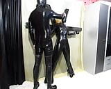 BDSM hardcore latex suit with funnel head snapshot 3