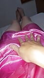 Cum with pink satin lingerie and robe snapshot 1