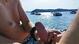 French Milf Handjob Amateur on Nude Beach public in Greece to stranger with Cumshot - MissCreamy snapshot 8